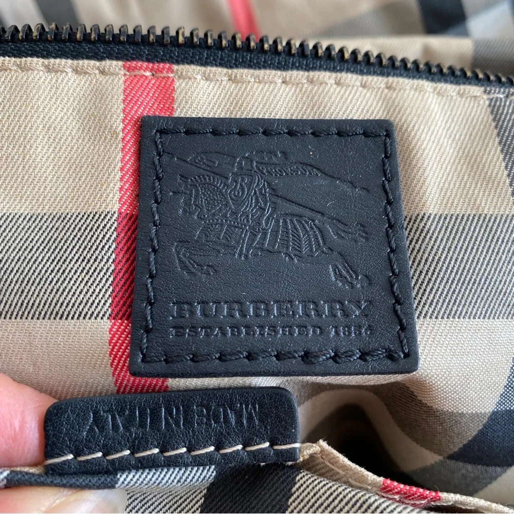 Burberry black leather messenger bag